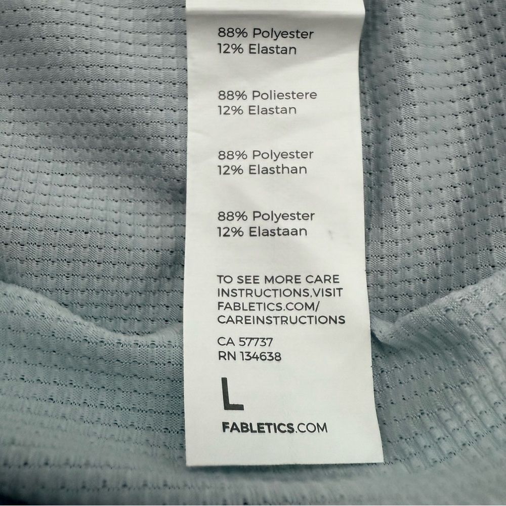 Fabletics Cashel Side Cinch Tank Top Large Powder Blue Mesh Ruched NWT - Picture 7 of 7